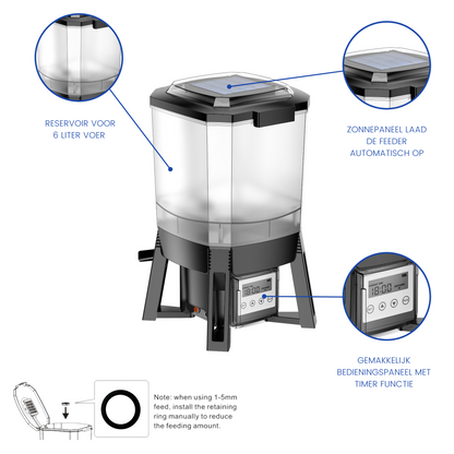 BluFeeder - Solar-powered Fish Feeder Pond - 6L Reservoir